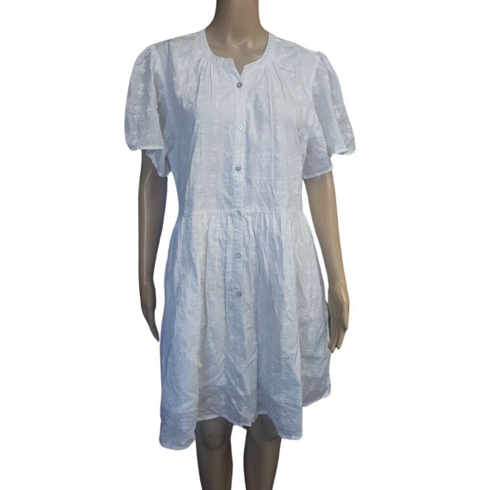 Sundance Cotton Textured Flared Sleeves Mini Dress M